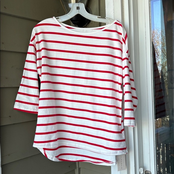 Lilycoco Tops - NWT LILYCOCO red and white tee. 95% Cotton and 5% Elastane. Sz S but can fit M.